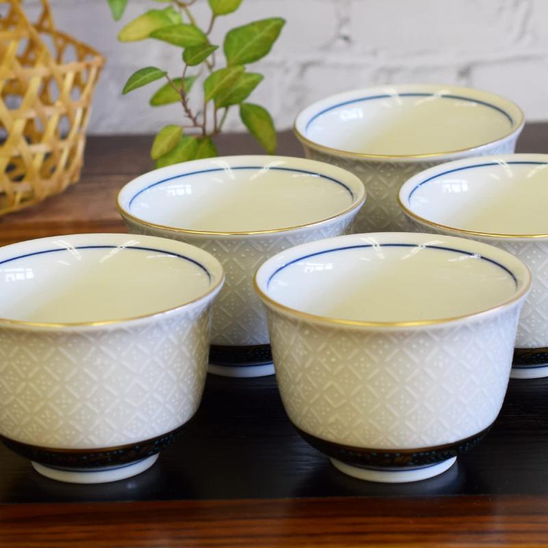 和座の蔵 おしゃれ 湯呑み 九谷焼 湯呑み茶碗 5客 セット 白七宝 陶器 高級 ブランド 来客用 和食器 日本製 新築祝い 開店祝い 結婚祝い プレゼント ギフト