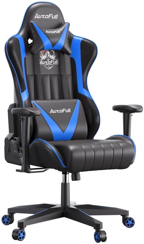 AutoFull C3 ゲーミングチェア 椅子 オフィスチェア リクライニング パソコンチェア ハイバック ロッキング レーシングチェア ワークチェア レザー e-sports競技 多機能 人間工学 競技の盾 ブル