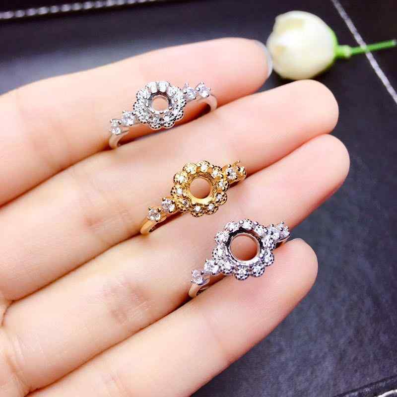 指輪 リング レディース 925シルバー 18Kホワイトゴールド イエローゴールド ラウンド4mm 5mm 6mm 空枠 フリーサイズ|bloomelier