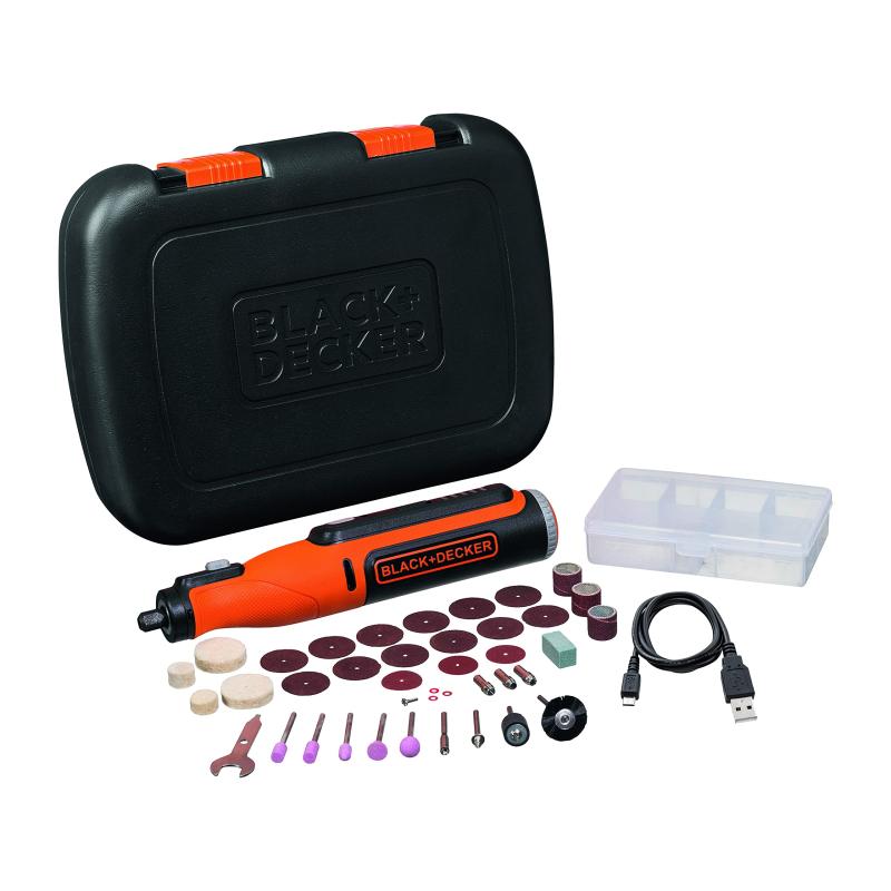 ブラックアンドデッカー(BLACK+DECKER) ロータリーツール DIY 電動工具 締付工具 USB 充電 軽量 コンパクト 7.2V 35種類 アクセサリーキット付き BCRT8K35