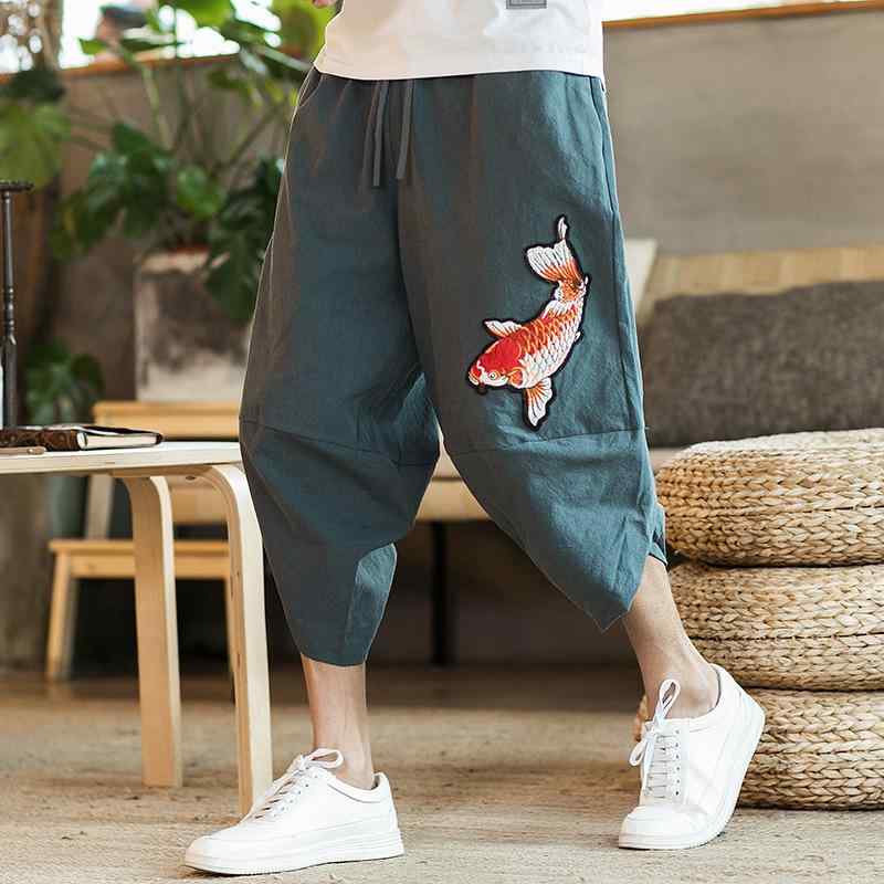 ボトムス メンズ 大きいサイズ ゆったり 七分丈 クロップド ハーレムパンツ ワイドシルエット テーパード コットンリネン 通気性 カジュアル リラックス 普段使い 春夏