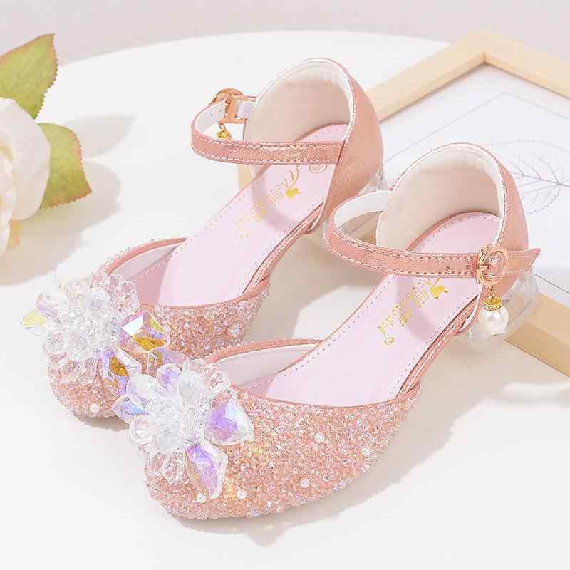 サンダル キッズ 女の子 プリンセス クリスタル キラキラ グリッター 韓国風 ハイヒール つま先保護 発表会 結婚式 フォーマル ドレスシューズ