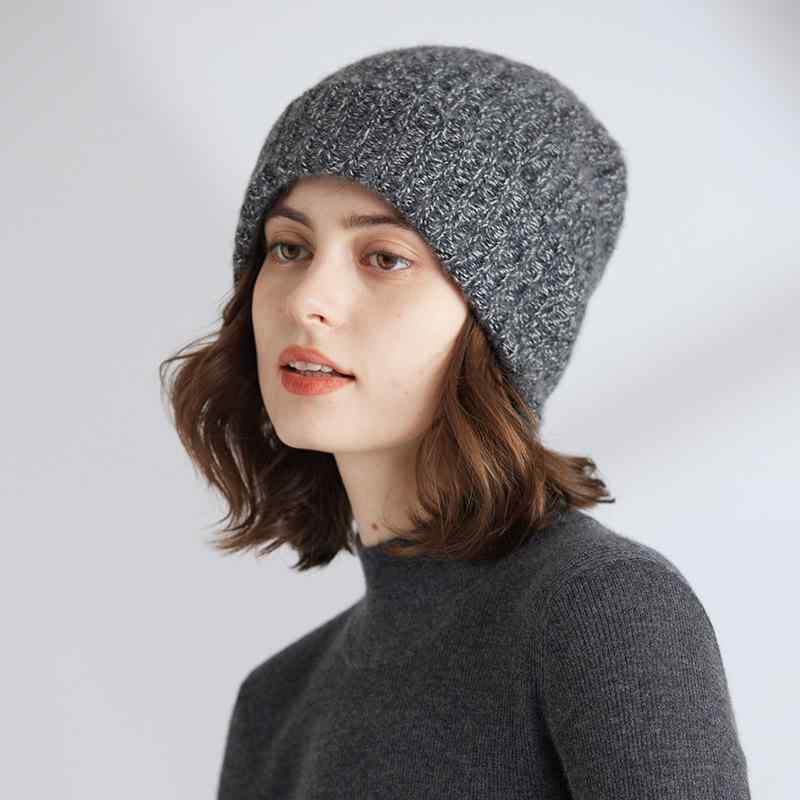 ニット帽 レディース カシミヤ カシミア 4本撚り 厚手 防寒 保温 暖かい ふんわり ビーニー 耳当て付き 秋冬 カジュアル デイリー｜bloomelier
