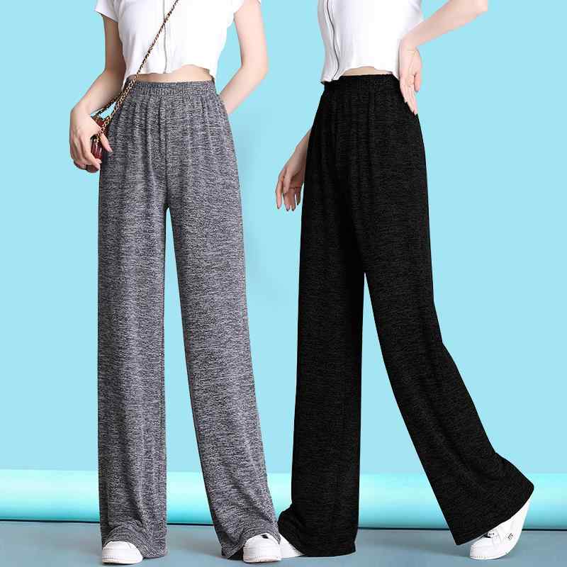 ボトムス レディース 春夏 ニット ワイドパンツ ストレート ハイウエスト ドレープ感 ロング丈 フルレングス 大きいサイズ ゆったり 体型カバー 薄手 接触冷感 カジュアル 通勤 ポリエステル