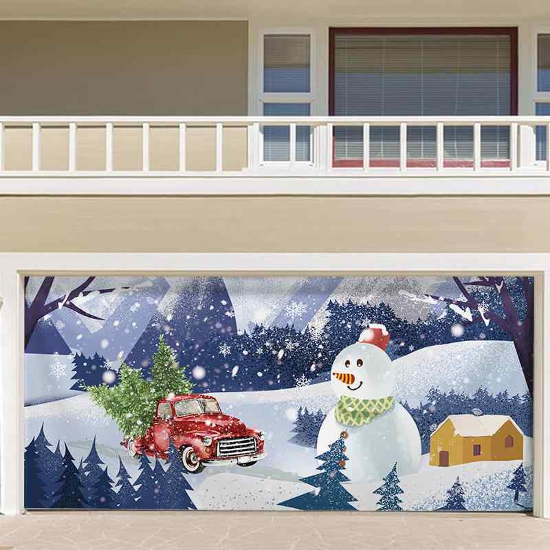 タペストリー クリスマス ガレージドア 屋外 イベント パーティー デコレーション 背景布 バナー アメリカン スタイル イラスト 長方形 ポリエステル製 大型 ワイド