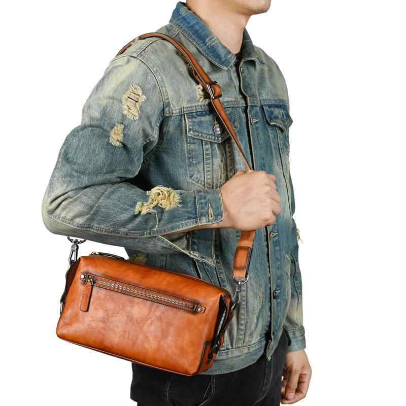 ショルダーバッグ メンズ 男性用 牛革 レザー クラッチバッグ 大容量 斜め掛け 欧米風 レトロ カジュアル 普段使い ビジネス 実用的 多機能 収納 スマホポケット ブラック ブラウン｜bloomelier