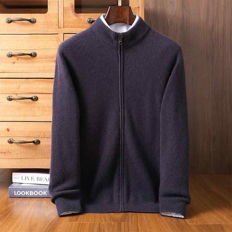 ニット メンズ 秋冬 ハーフジップ スタンドカラー 長袖 ゆったり 厚手 ウール カシミヤ混 セーター カーディガン ビジカジ 大人 カジュアル 普段使い|bloomelier