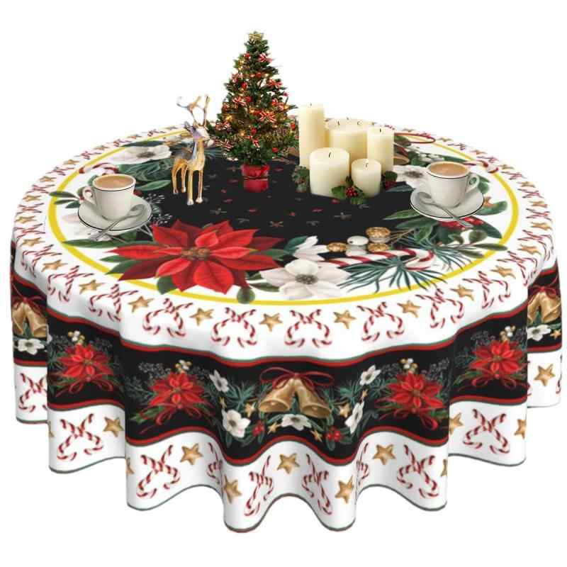 テーブルクロス クリスマス風 円形 イラスト キャラクター ホームデコレーション 室内 屋外兼用 かわいい おしゃれ 食卓カバー デコレーション パーティー 飾り