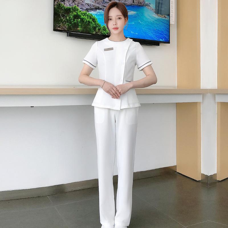 エステ制服 レディース 半袖 吸汗速乾 好いたらしい原料品 ポリエステル セットアップ 診療ユニフォーム 美容院 整体院 ホスピタル 歯科診療所 診療所 切開手術着 スクラブ 細工物御召しもの