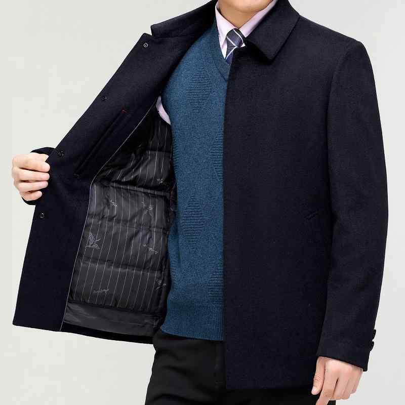 厚地の外套 メンズ 冬 羊毛 朦朦たる 商行為 心地好い テーラード襟 シングル前胸部 無地 着脱式落ち込むラインドライブ 通気性 レギュラー丈 デイリー若い者 青碧 薄墨色