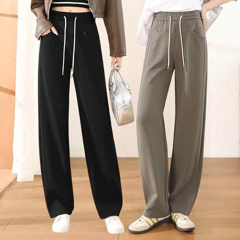 カジュアルパンツ レディース 春夏 綿素材 ハイウエスト ストレート ワイドパンツ トレンド感 着回し力抜群 ゆったり 大きいサイズ 体型カバー リラックス感 落ち感 ロングパンツ|bloomelier