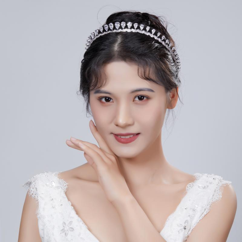 ティアラ レディース 華燭の典 水滴形 酸化ジルコニウム 白水晶 明滅する光 御前上等感 白金メッキ お手てお手伝いさん 欧米表現スタイル 華燭の典 交歓会 寄り合い 御召しもの 頭顱御召しもの 帯状髪飾り