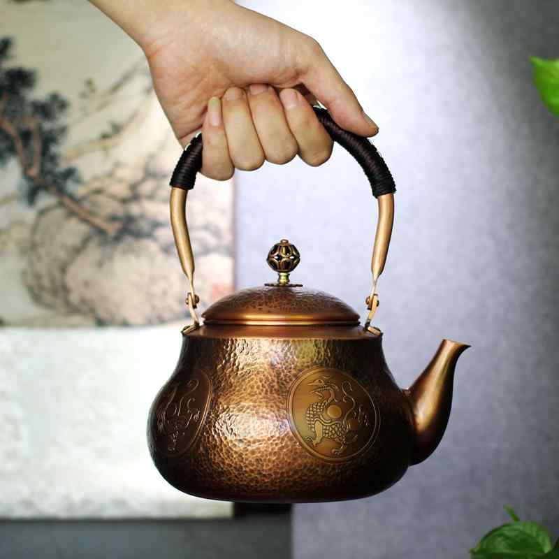ティーポット 銅製 手作り 槌目飾りつけ 四聖獣 朦々たる レトロ調 茶器 今めかしい 御前上等感