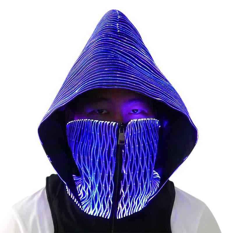 フード マスク付き メンズ レディース コスプレ ハロウィン 仮装 暗黒風 ミステリアス 発光 サイバーパンク オールシーズン ブラック|bloomelier