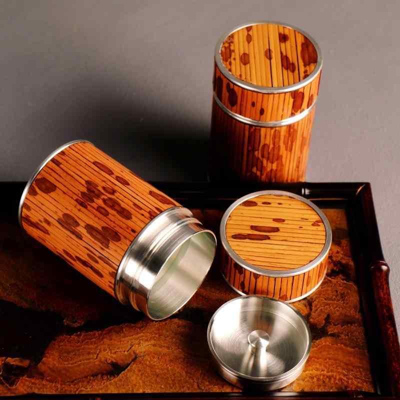 茶筒 純錫 竹製 茶缶 密閉 茶器 保護すること入れもの 携帯型 持ちはこぶ 旅する用 レトロ 和風