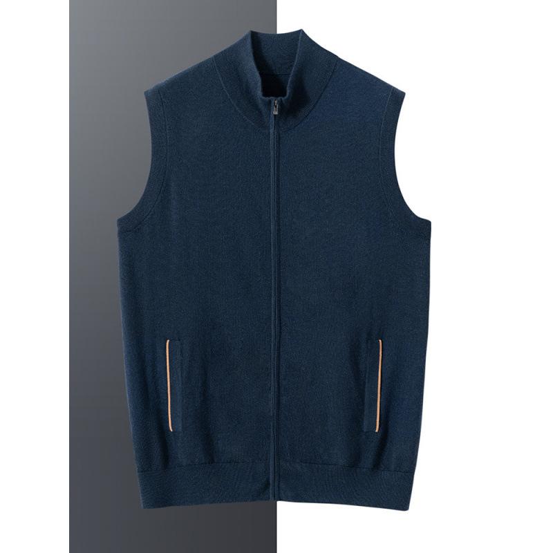 ベスト メンズ 秋冬 ニットベスト カシミヤタッチ ハイネック ハーフジップ 立ち襟 無地 ノースリーブ セーター トップス インナー カジュアル 暖かい 防寒 部屋着 通学 通勤 普段着 紳士|bloomelier
