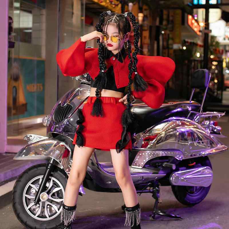 ダンス衣装 キッズ 女の子 セットアップ キャミソール 半袖シャツ キュロット スカート 3点セット ピンク 派手 舞台 演出服 ガールズ ヒップホップ 発表会 応援団 練習着 体操服 韓国風 ストリート カジュアル おしゃれ|bloomelier