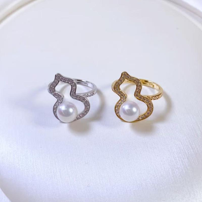 指輪 レディース シルバー925 ジルコニア 葫芦モチーフ フリーサイズ DIY用 パーツ リングコレット 台座 枠 セミオーダー 金属アレルギー対応 18Kコーティング 通勤 おしゃれ|bloomelier