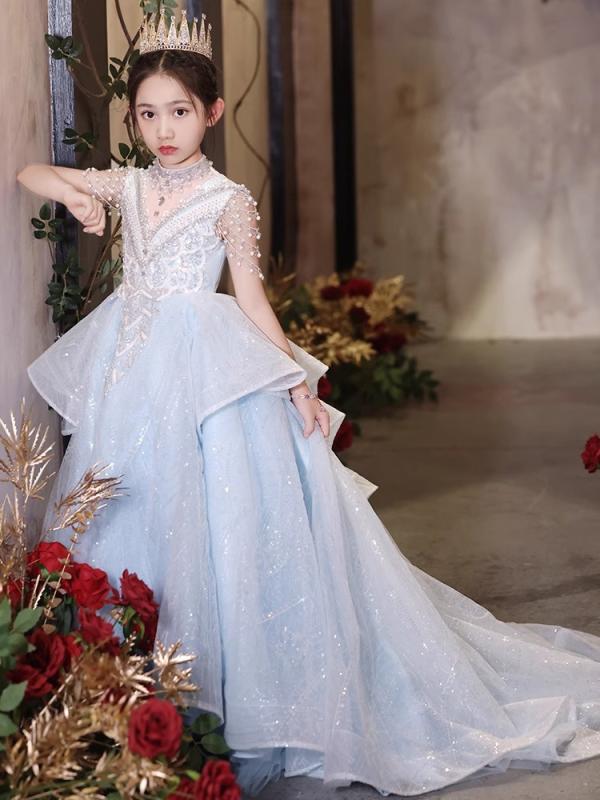 ドレス キッズ 女の子 フォーマル ロングドレス 発表会 ピアノ演奏会 ジュニア プリンセスドレス 結婚式 花童 七五三 記念写真 高級感 お呼ばれ 上品 Aライン 100cm-160cm｜bloomelier 7,834円
