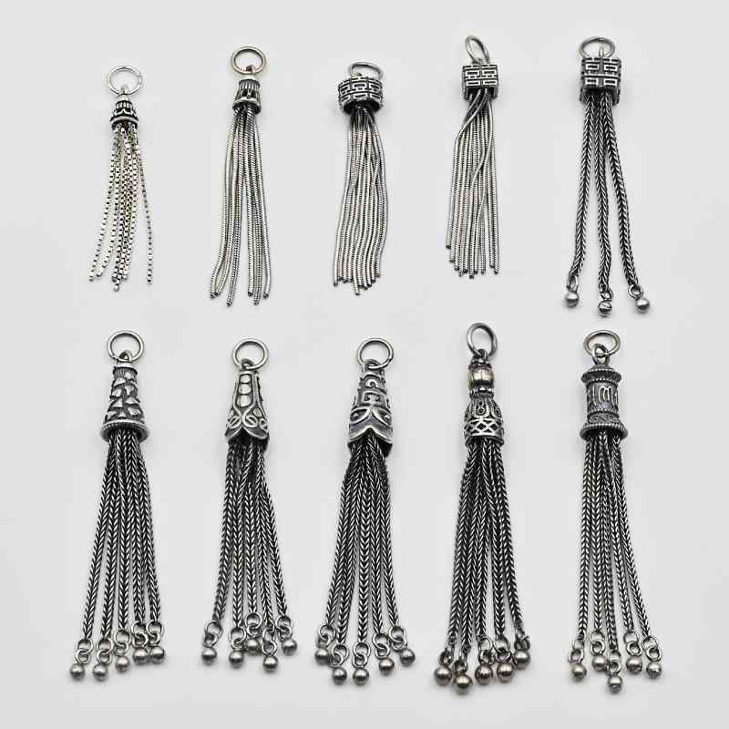 チャーム シルバー925製 レディース レトロ ロング フリンジ ハンドメイド アクセサリー パーツ DIY 手芸 ブレスレット ペンダント 吊り下げ 民族風 幸運｜bloomelier