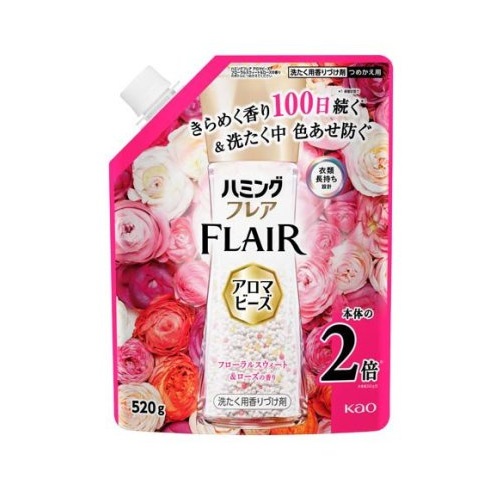 【５個セット】 花王 ハミングフレア アロマビーズ フローラルスウィート＆ローズ つめかえ(520g)×５個セット【正規品】