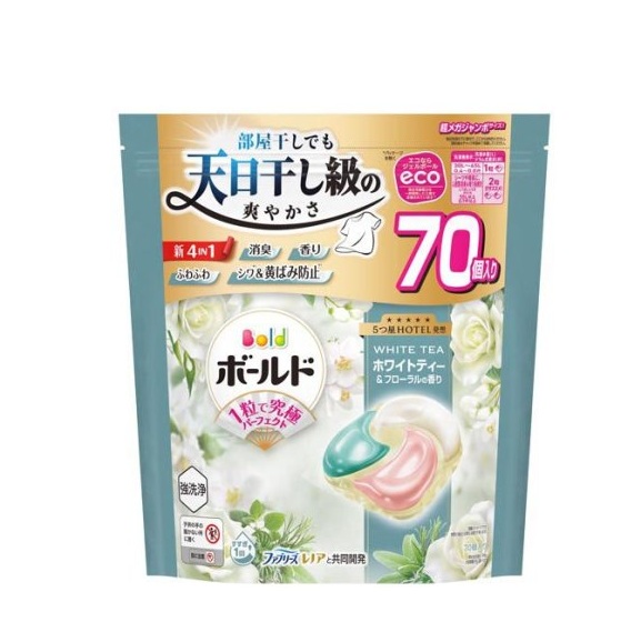 【５個セット】 P&G ボールド 洗濯洗剤 ジェルボール 4in1 ホワイトティー&フローラル つめかえ(70個入)×５個セット【正規品】