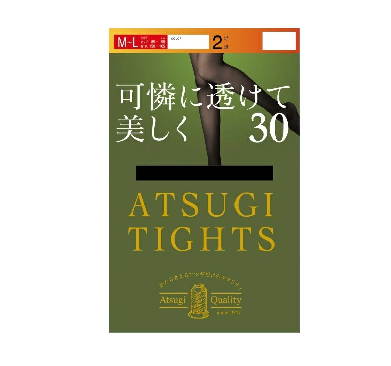 【１０個セット】 アツギ タイツ 可憐に透けて美しく 30デニール M-L ブラック(2足入)×１０個セット 【正規品】