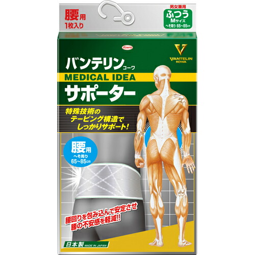 【２０個書き割り】【１容れもの分】 バンテリンコーワサポーター腰用 ふつう(M)65-85糎 シャイニンググレー 男女共用 1枚入×２０個書き割り 【定まり品】