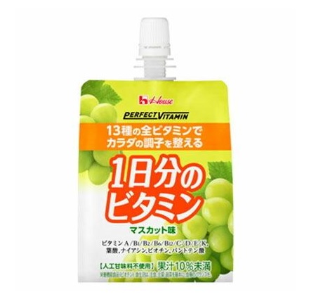 【１０個セット】 ハウス パーフェクトビタミン 1日分のビタミンゼリー マスカット味(180g*24個入)&times;１０個セット【正規品】※軽減税率対象品｜ブルームグリーン
