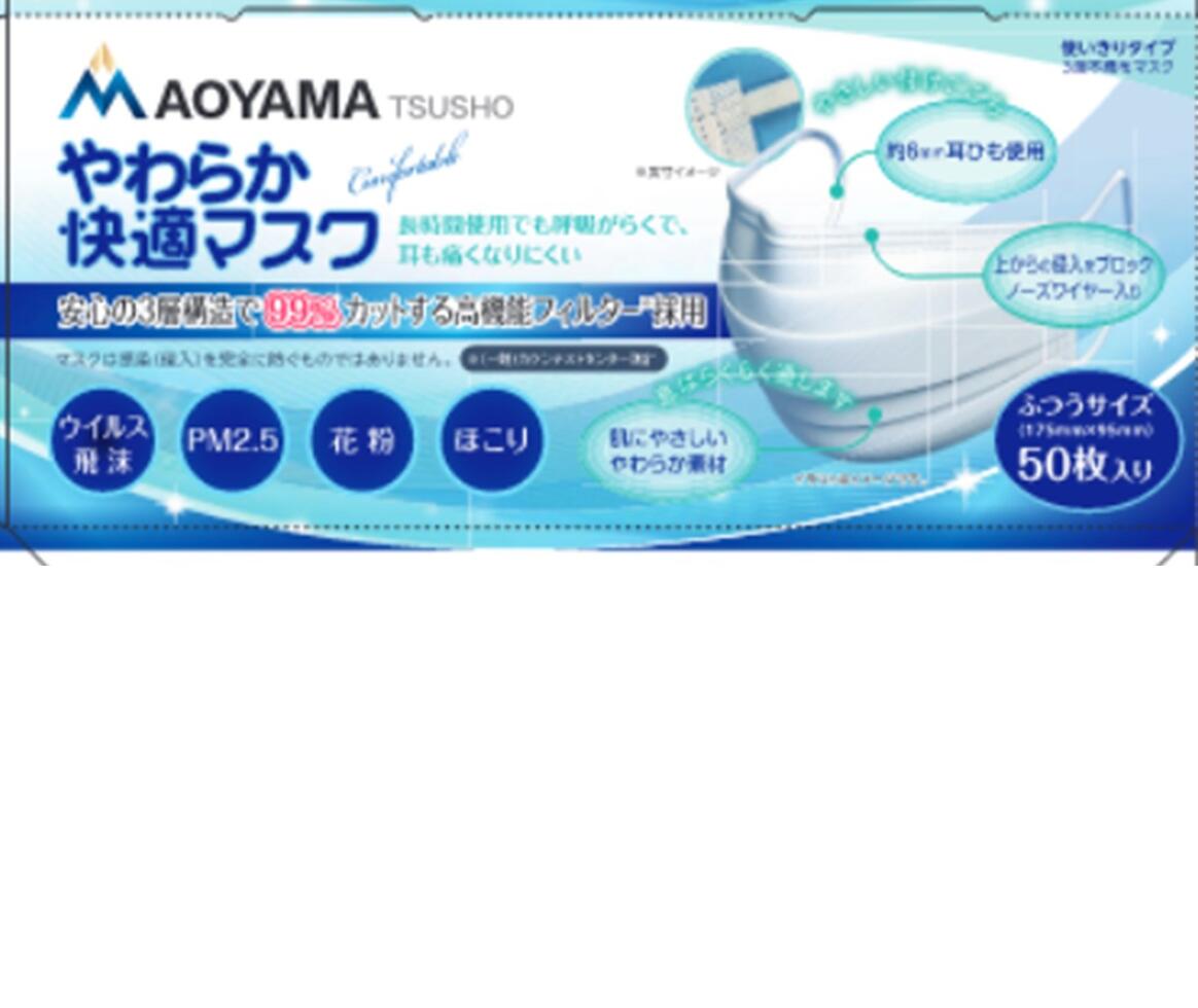 楽天市場 50枚入り やわらか快適マスク 50枚入り ふつうサイズ 正規品 耳が痛くなりにくい 6mm耳ひも使用 ブルームグリーン