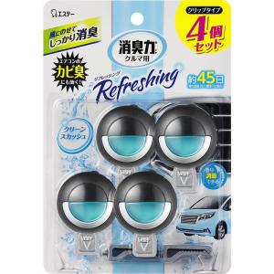 【１０個セット】エステー クルマ消臭力 クリップタイプ 4個セット クリーンスカッシュ 3.2ml×4個入 ×１０個セット 【正規品】【mor】【ご注文後発送までに2週間以上頂戴する場合がございます】