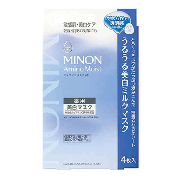 【２０個セット】 第一三共ヘルスケア ミノン アミノモイスト 薬用 うるうる美白ミルクマスク(4枚入)×２０個セット【正規品】