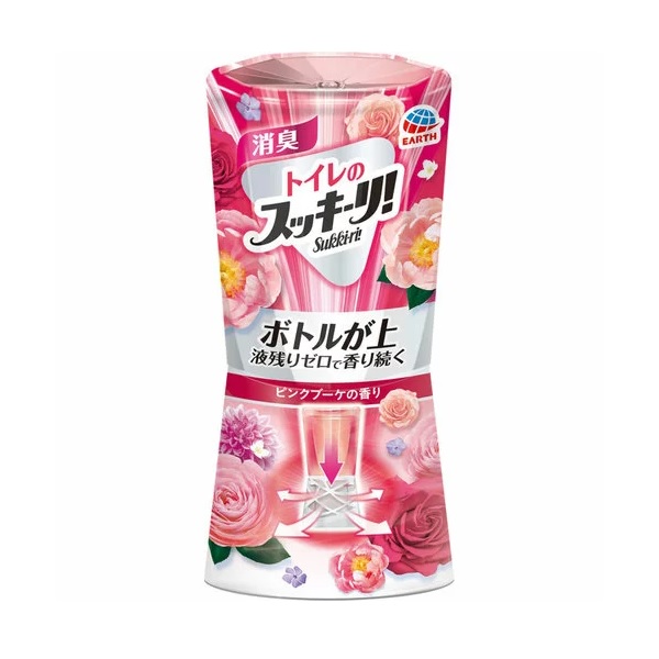 【１６個セット】【１ケース分】 アース製薬 トイレのスッキーリ！Sukki-ri！ ピンクブーケの香り 400ml×１６個セット　１ケース分【正規品】