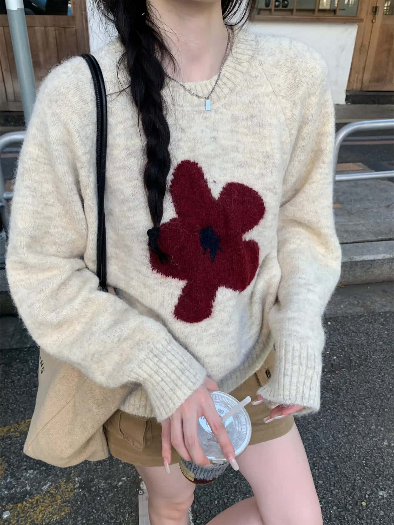 【華やか】ニット セーター レディース 花柄 ジャガード クルーネック ラグランスリーブ 厚手 トップス 暖かい 秋冬 防寒 ニットウェア 総柄 プルオーバー 柔らかい 大人 カジュアル