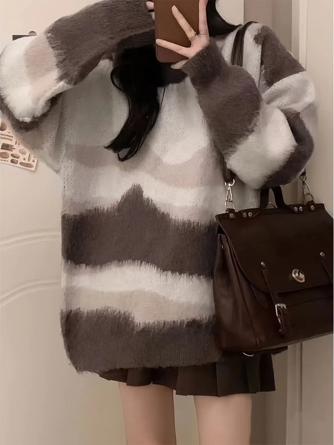 【レトロ可愛い】 ボーダー ニット セーター レディース 秋冬 トップス 長袖 ゆるニット ゆったり 体系カバー 柔らか 暖かい カジュアル ナチュラル きれいめ 2025新作