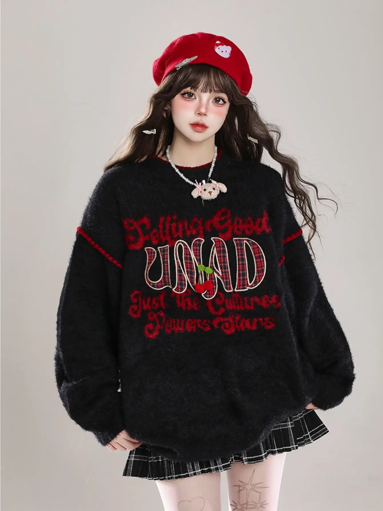 【韓国風/レトロ】セーター レディース ニット トップス ロゴ 刺繍 英字 オーバーサイズ ゆるめ 体系カバー カジュアル 秋冬 トップス