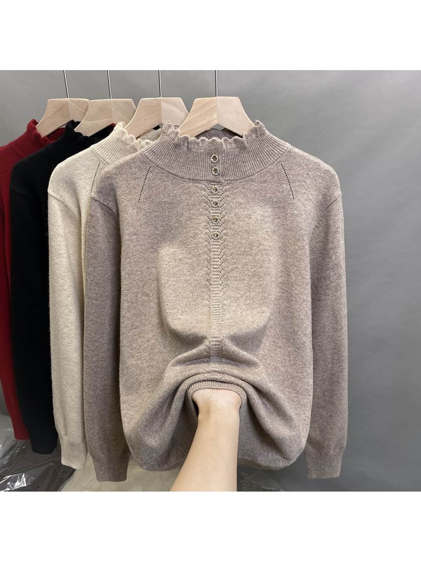 【大きいサイズ×着痩せ】セーター レディース ニット ハイネック インナー トップス 秋 冬 ゆったり 体型カバー 暖かい 柔らかい 伸縮性 カジュアル オフィス 通勤 普段着 ぽっちゃり