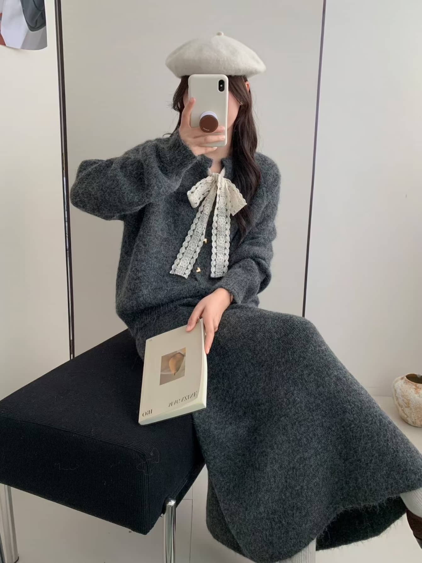 【高級感】ニット セットアップ レディース 2点セット レースアップ カーディガン ニットスカート ロングスカート 上下セット 柔らかい 高見え 上品 きれいめ 秋冬