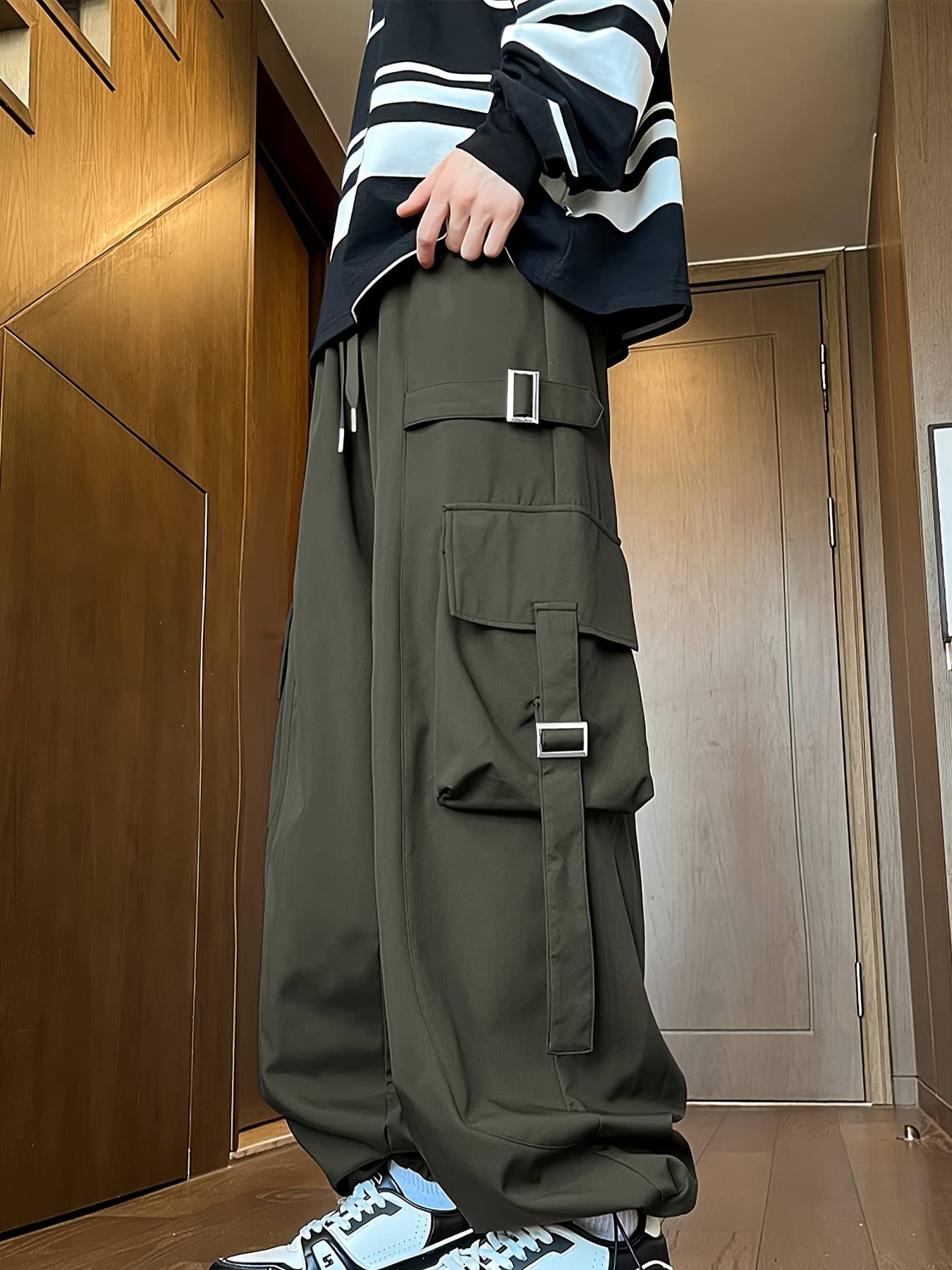 【多ポケット】カーゴパンツ メンズ ワークパンツ 黒 ブラック ストレートパンツ カジュアル 運動 スポーツ オールシーズン ポリエステル 洗濯可能 丈夫 耐久性 作業着 ボトムス