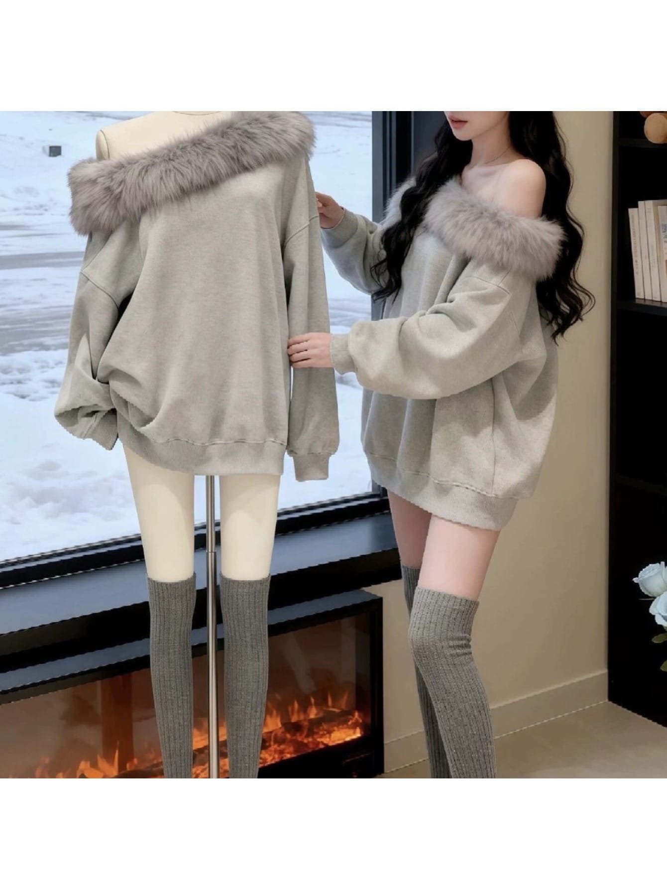 【あったか裏起毛】フェイクファー プルオーバー レディース トップス スウェット トレーナー ゆるめ ゆったり 体系カバー ふわふわ 部屋着 クリスマス ギフト 冬