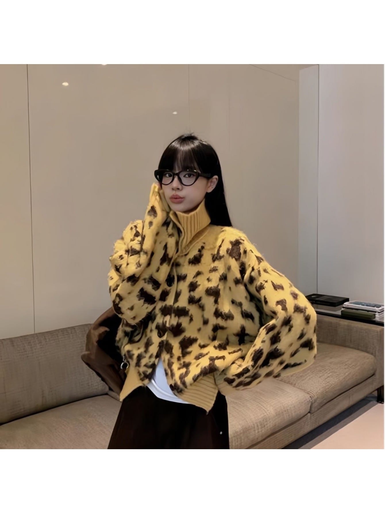 【ヒョウ柄】レオパード ニット セーター レディース トップス ゆるニット 総柄 派手 カワイイ フレンチ ヴィンテージ 風 秋冬 ゆったり 長袖 プルオーバー