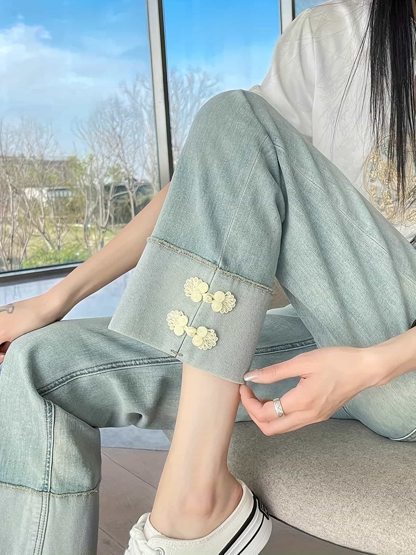 【アンクル丈】デニム パンツ レディース ストレート ジーパン ハイウエスト ストレッチ ボトムス 洗濯機OK 春 夏 秋 くるぶし丈 きれいめ カジュアル