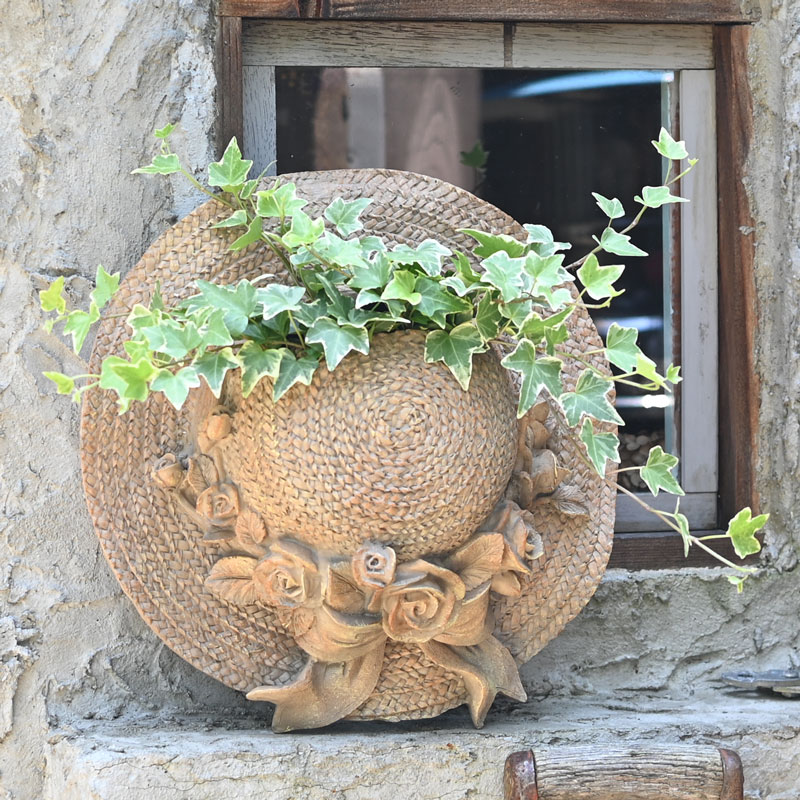 楽天市場】麦わら帽子のガーデンオブジェ ストローハット ナチュラル