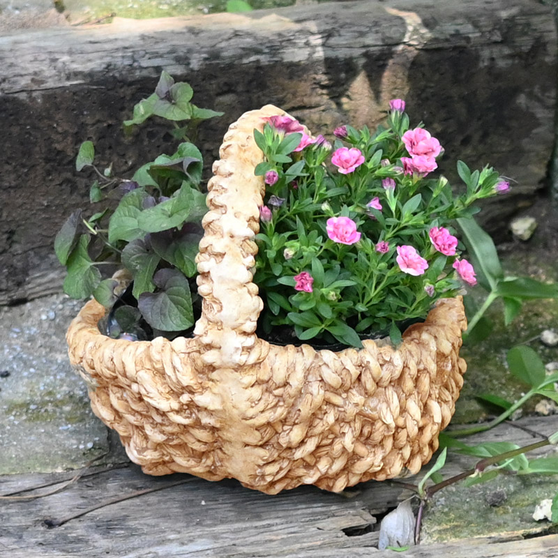 楽天市場】バスケット風ナチュラルプランター 小サイズ かご ラタン調