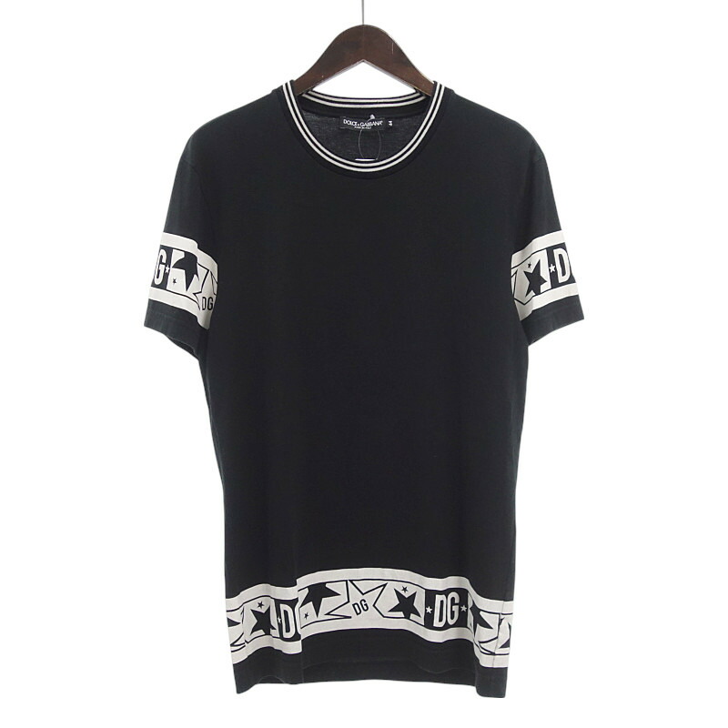 美品 ドルチェ&ガッバーナ Tシャツ カットソー 半袖 ブランドロゴ 黒 総柄 楽天市場】カットソー 半袖（ブランドドルチェ&ガッバーナ）（T