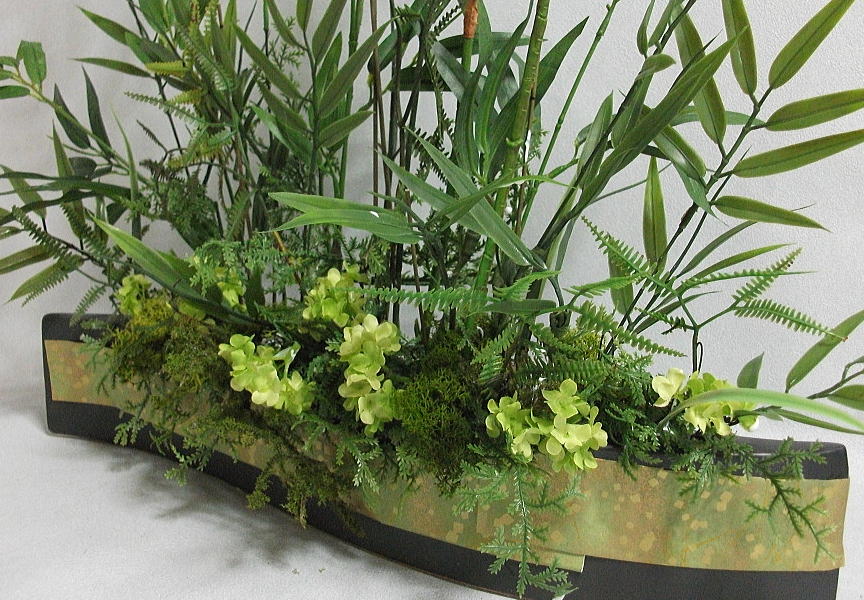 和盆栽【若竹の季節】 新緑・和の贈り物・和花・盆栽・竹グリーンの花・白の花・アートフラワー・造花・枯れない花お祝いの花〔和風の花〕・光触媒・CT触媒母の日・敬老の日・父の日・お中元｜フラワーショップBlue candle