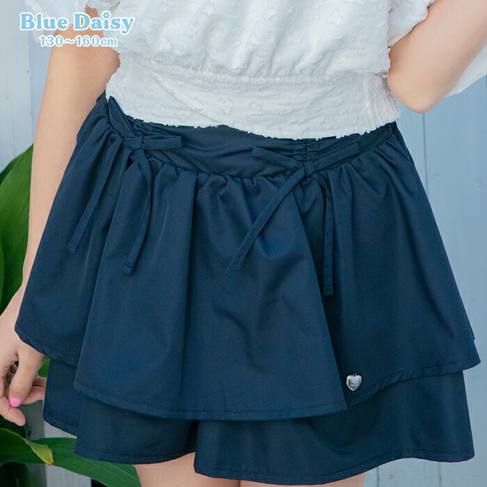 BlueDaisyサイドリボンティアードキュロットボトムスキュロットキッズジュニア小学生女の子ガーリー130cm140cm150cm160cm