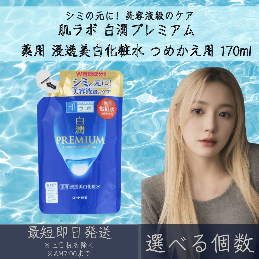 【選べる個数】肌ラボ 白潤プレミアム 薬用 浸透美白化粧水 つめかえ用 170ml シミ そばかす うるおい ロート製薬 化粧水 詰替え