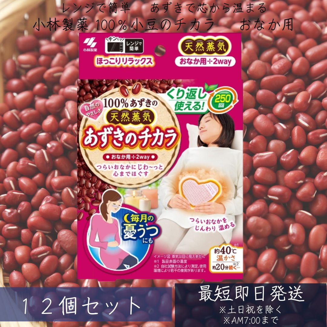 小林製薬 あずきのチカラ おなか用(12個セット)【あずきのチカラ】 あずき カイロ おなか お腹 腹部 冷え対策 リラックス 蒸気 天然蒸気 温熱 小豆 電子レンジ 温め