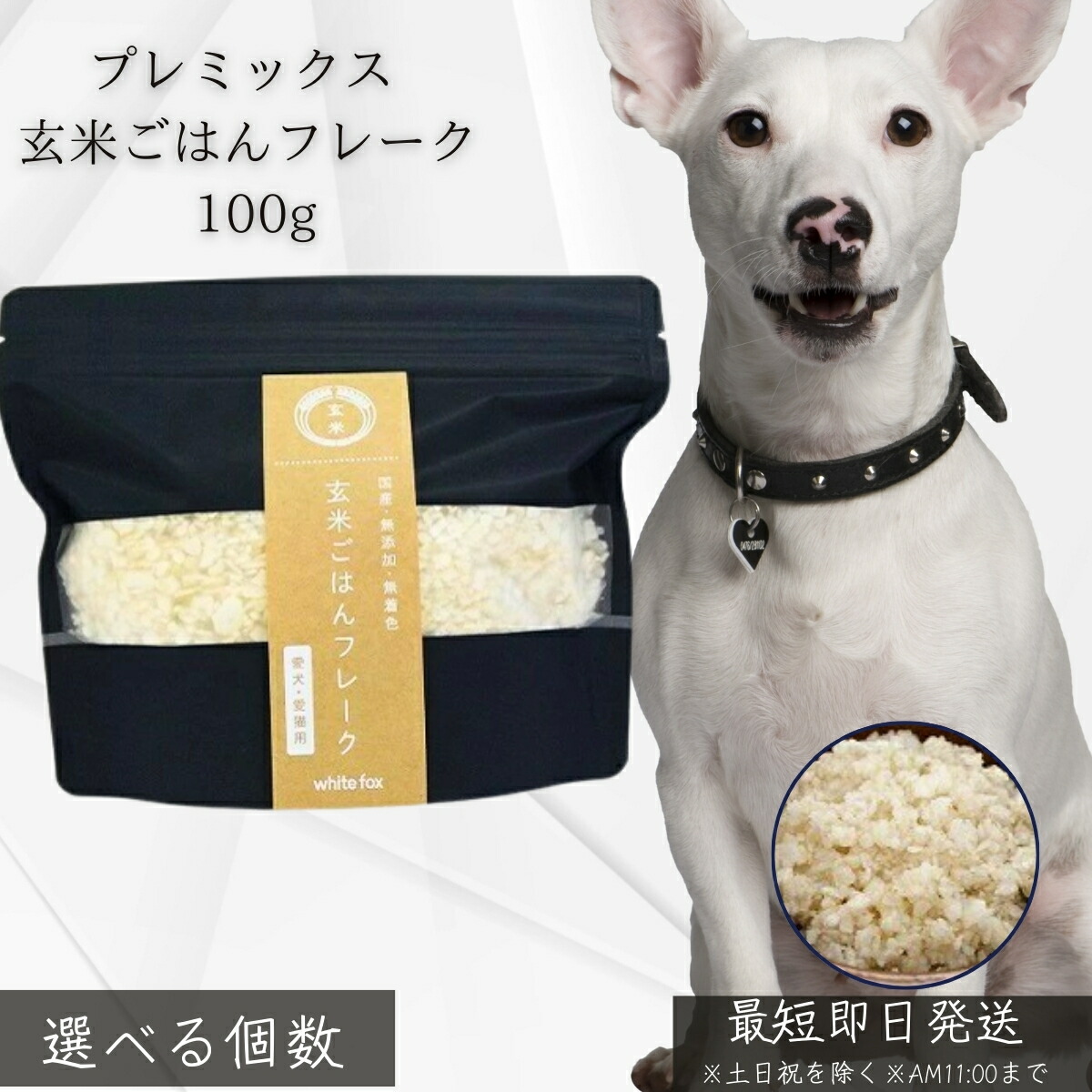プレミックス 玄米ごはんフレーク 100g │ 犬用 無添加 国産 玄米 使用 消化にやさしい 手作りごはん ベース 栄養補助 常備食 小型犬 シニア犬 低脂肪 簡単調理 健康維持